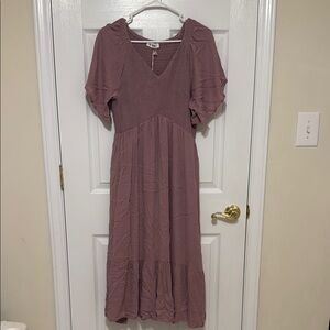 Elegant Mauve Midi Dress